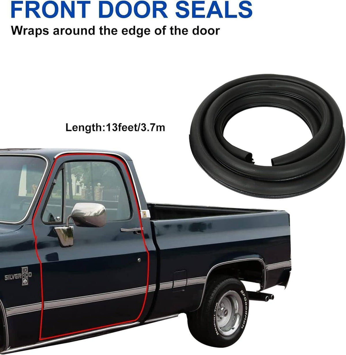 Solidspare Front Door Window Run Sweep Felts Weatherstrip Seals Kit for Chevy GMC Truck
