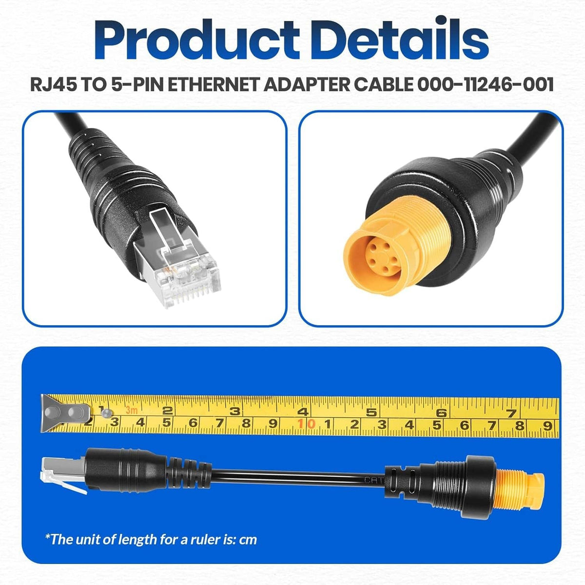 Solidspare RJ45 to 5-Pin Ethernet Adapter Cable 000-11246-001 for Simrad NSO evo2 & Zeus2