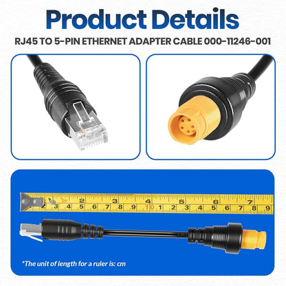 Solidspare RJ45 to 5-Pin Ethernet Adapter Cable 000-11246-001 for Simrad NSO evo2 & Zeus2