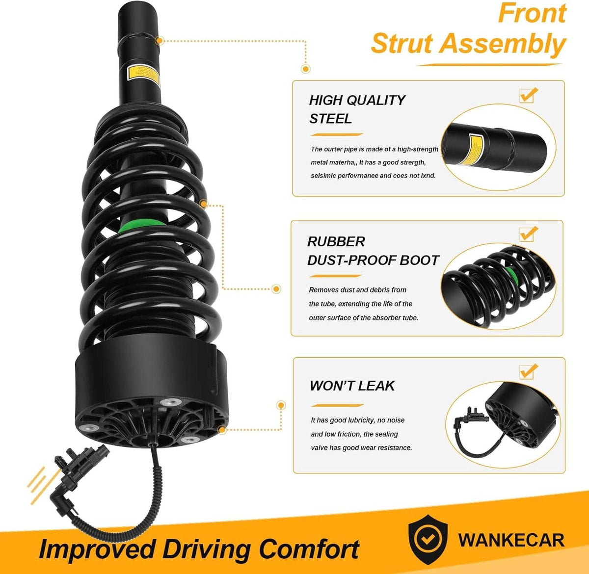 Solidspare Pair Front Shock Absorber Struts Assys w/Magnetic For 2016-2020 Cadillac CT6 AWD