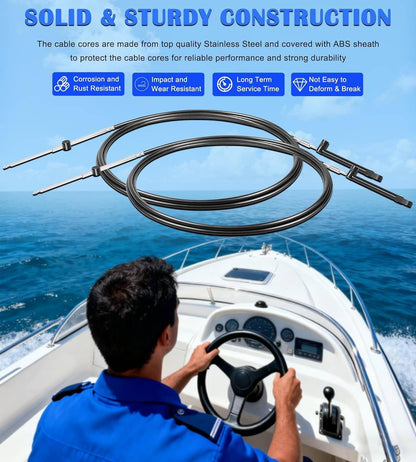 Solid Spare 15ft Gen1 Boat Throttle&Shift Cables for Mercury Outboard 600A Series Controller