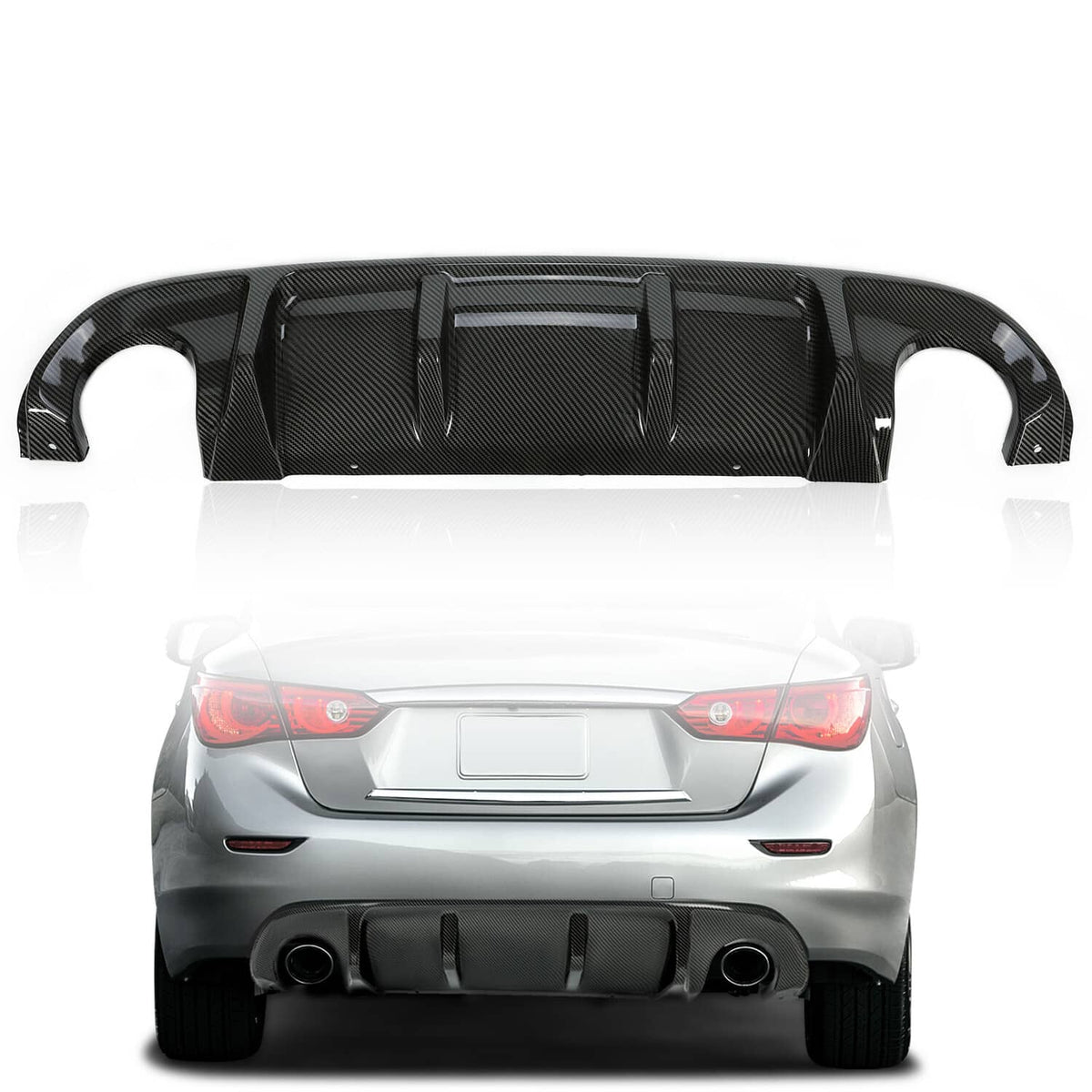 Solid Spare Rear Lip For 2014-2017 Infiniti Q50 Bumper Diffuser Wing Carbon Fiber Style