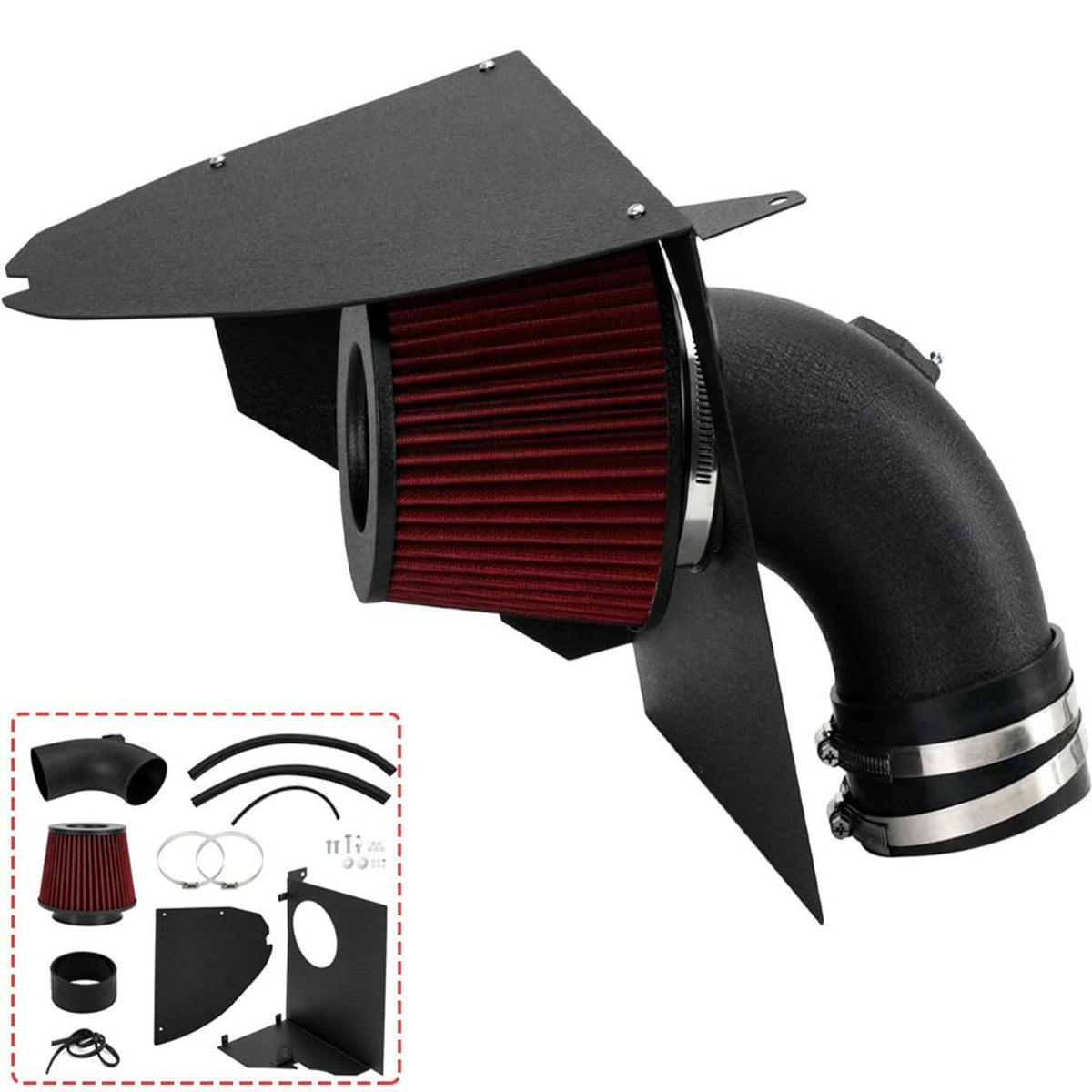 Solidspare 4" Cold Air Intake System Kit + Red Filter For BMW 2019+ M340i G20 G21 B58 3.0L