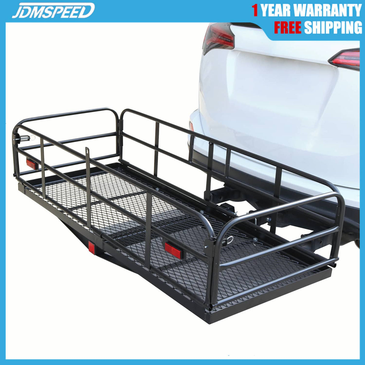 Solidspare 500lbs Car SUV Folding Rack Cargo Basket Trailer Hitch Mount Luggage Carrier New