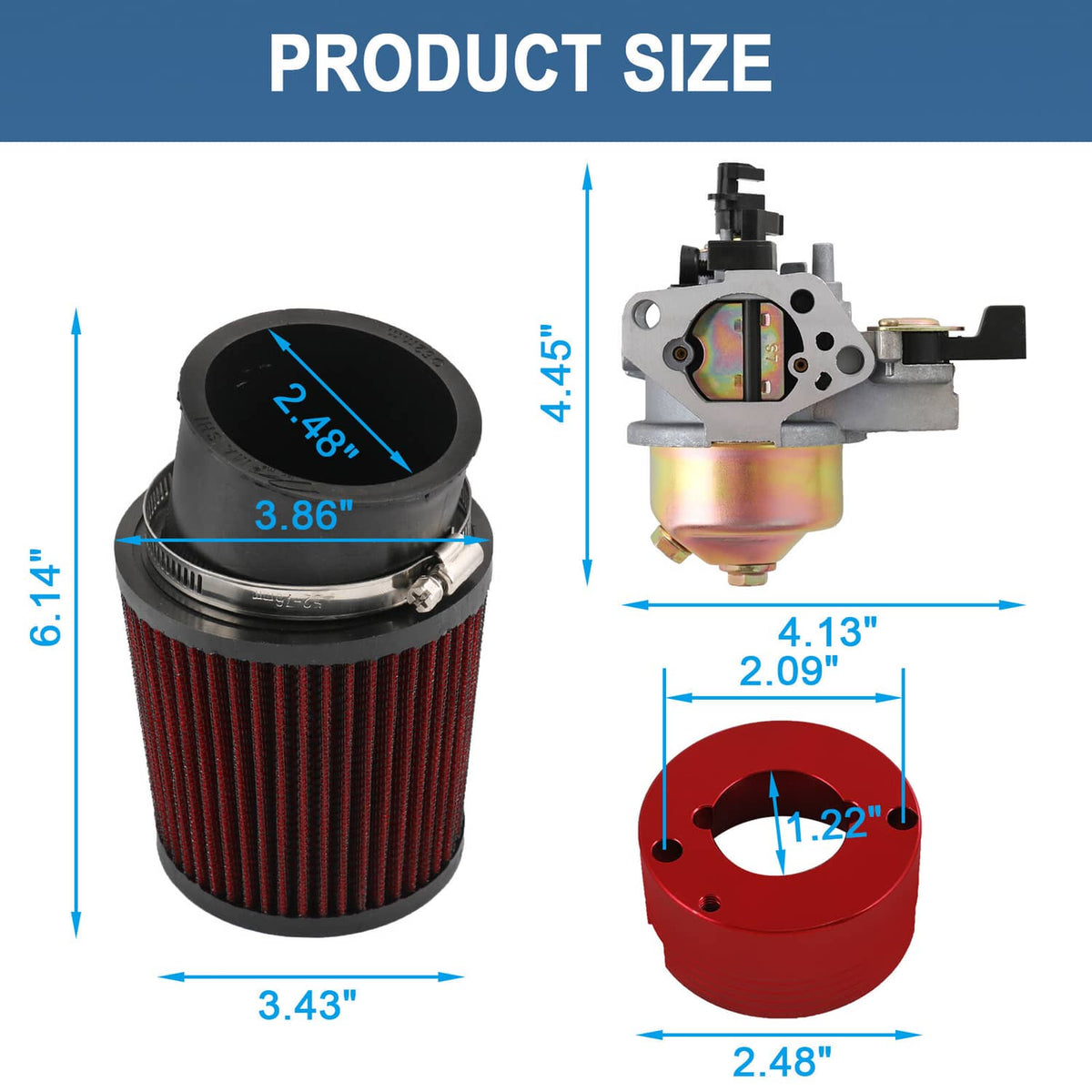 Solidspare Upgrade Air Filter Adapter Jet Kit Set For Predator 420CC 301CC 13HP 15HP Golf