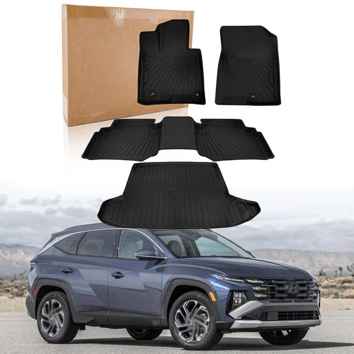 Solidspare Floor Mats & Cargo Liner Set fit for 2022 2023 2024 2025 Hyundai Tucson Black