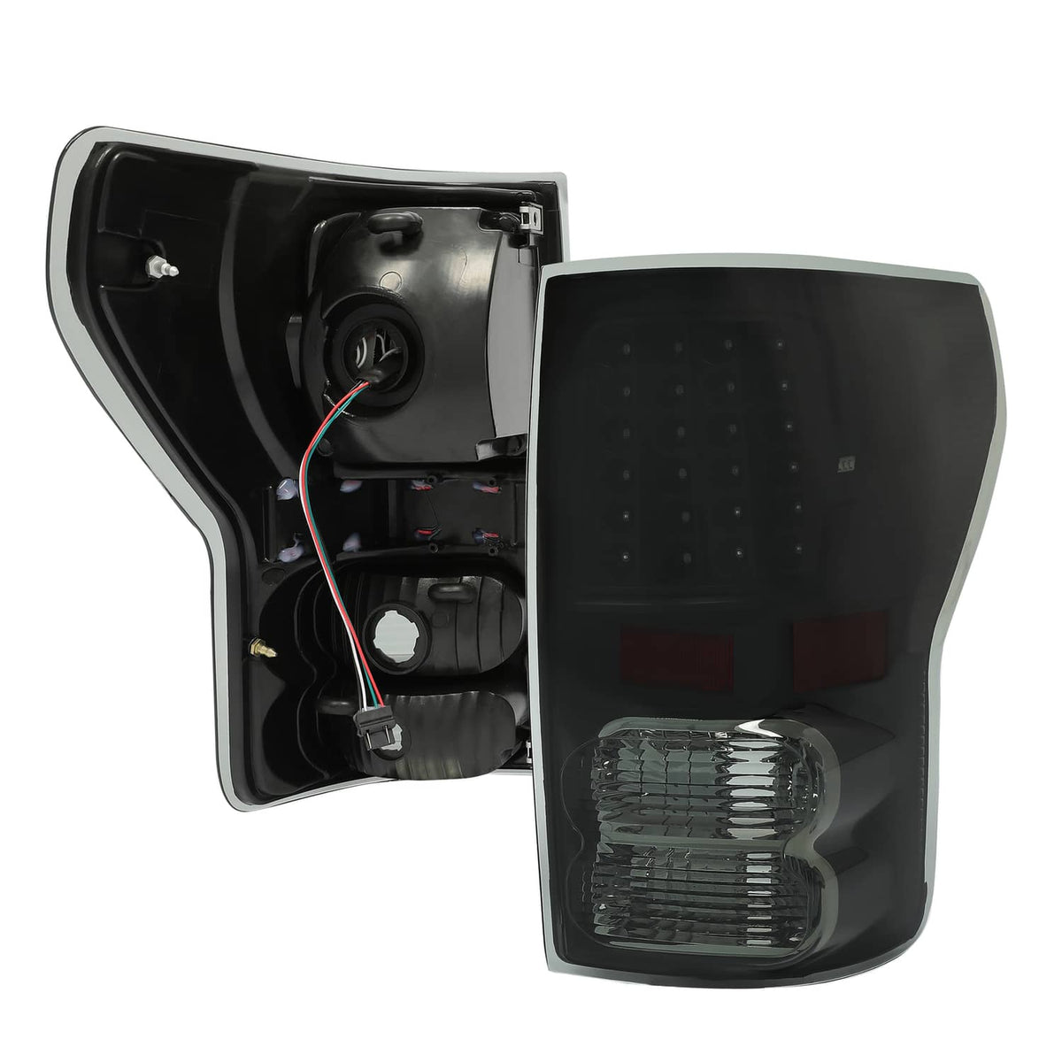Solid Spare Black Smoke For Toyota Tundra 2007-2013 LED Tail Lights Brake Lamps Left+Right