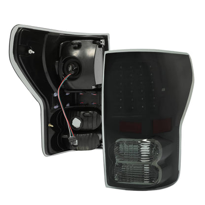 Solid Spare Black Smoke For Toyota Tundra 2007-2013 LED Tail Lights Brake Lamps Left+Right