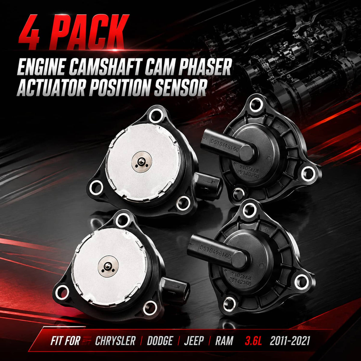 Solidspare 4Pcs Camshaft Phaser Actuator VVT Solenoid 5184101AG For Dodge Jeep Ram Chrysler