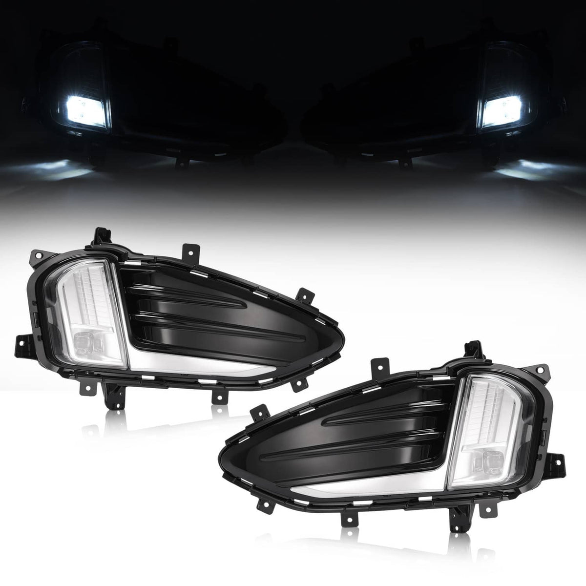 Solid Spare 2PCS For Ford Edge 2019-2024 LED Front Bumper Fog Lights Lamp w/ Cover Bezel Kit