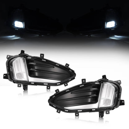 Solid Spare 2PCS For Ford Edge 2019-2024 LED Front Bumper Fog Lights Lamp w/ Cover Bezel Kit