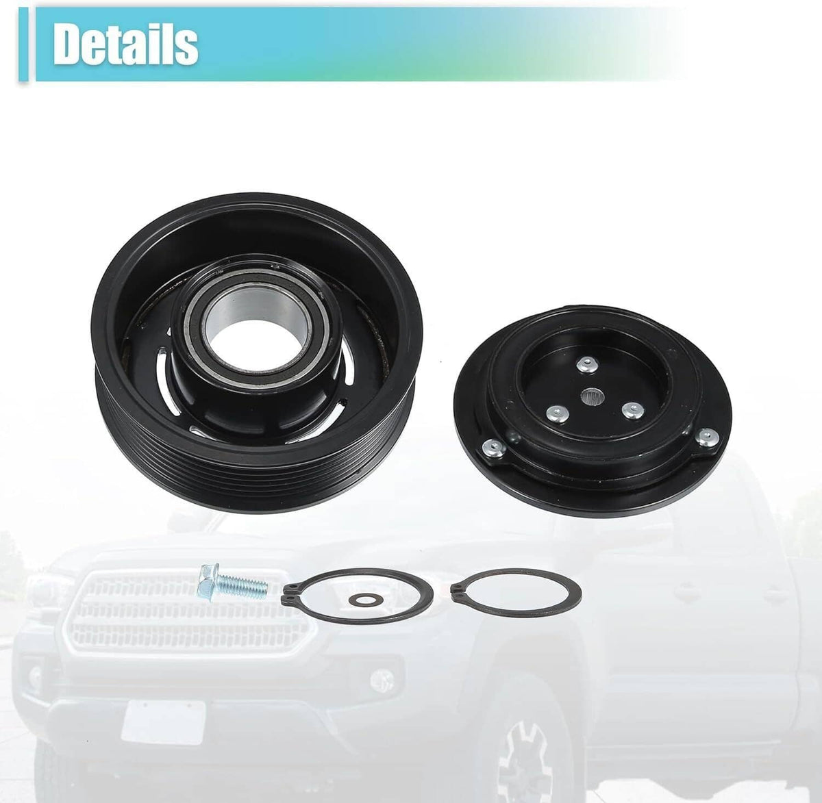 Solidspare AC COMPRESSOR CLUTCH KIT PULLEY COIL FITS 2005 - 2015 Toyota Tacoma 2.7L & 4.0L