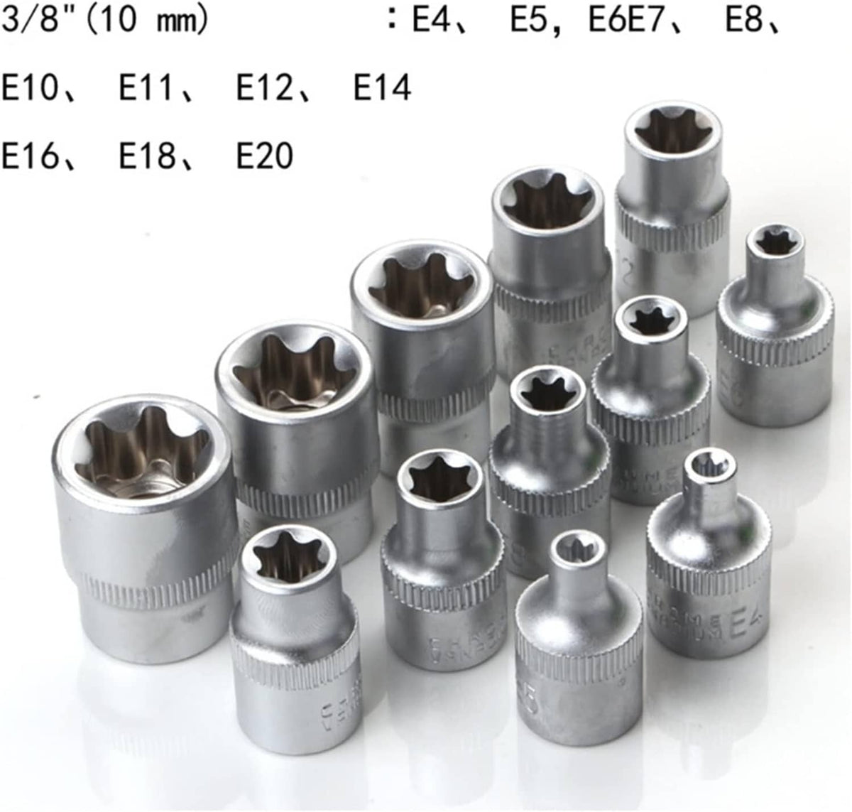 Solid Spare NEW 34pcs Torx Star Sockets & Bit Set Male Female E-torx Security Bits 3/8 Drive