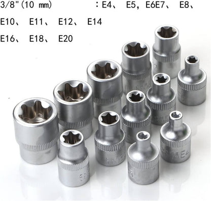 Solid Spare NEW 34pcs Torx Star Sockets & Bit Set Male Female E-torx Security Bits 3/8 Drive