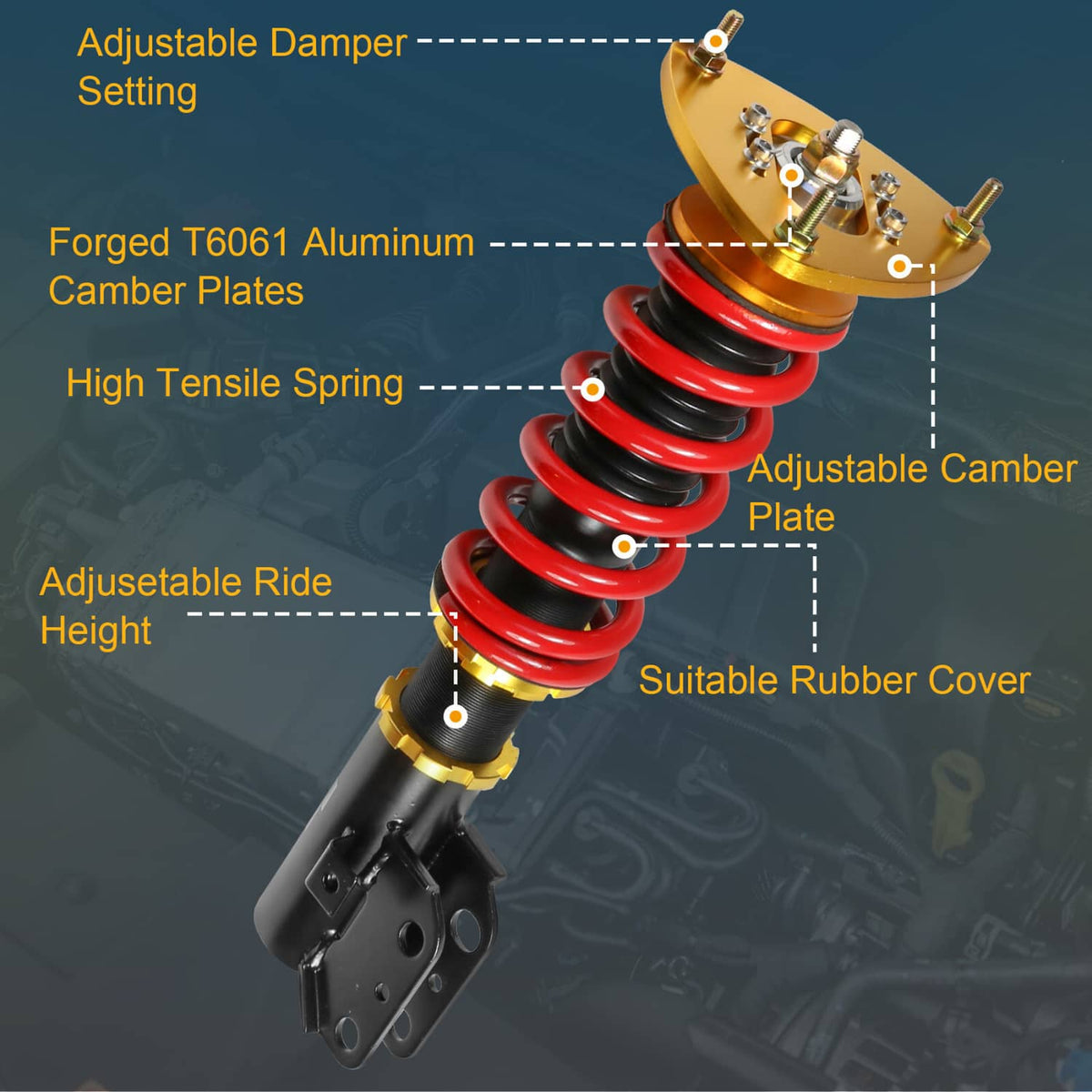 Solidspare 4X Coilover Struts Shocks Absorbers Adj Height For Subaru Impreza WRX GC8 93-01