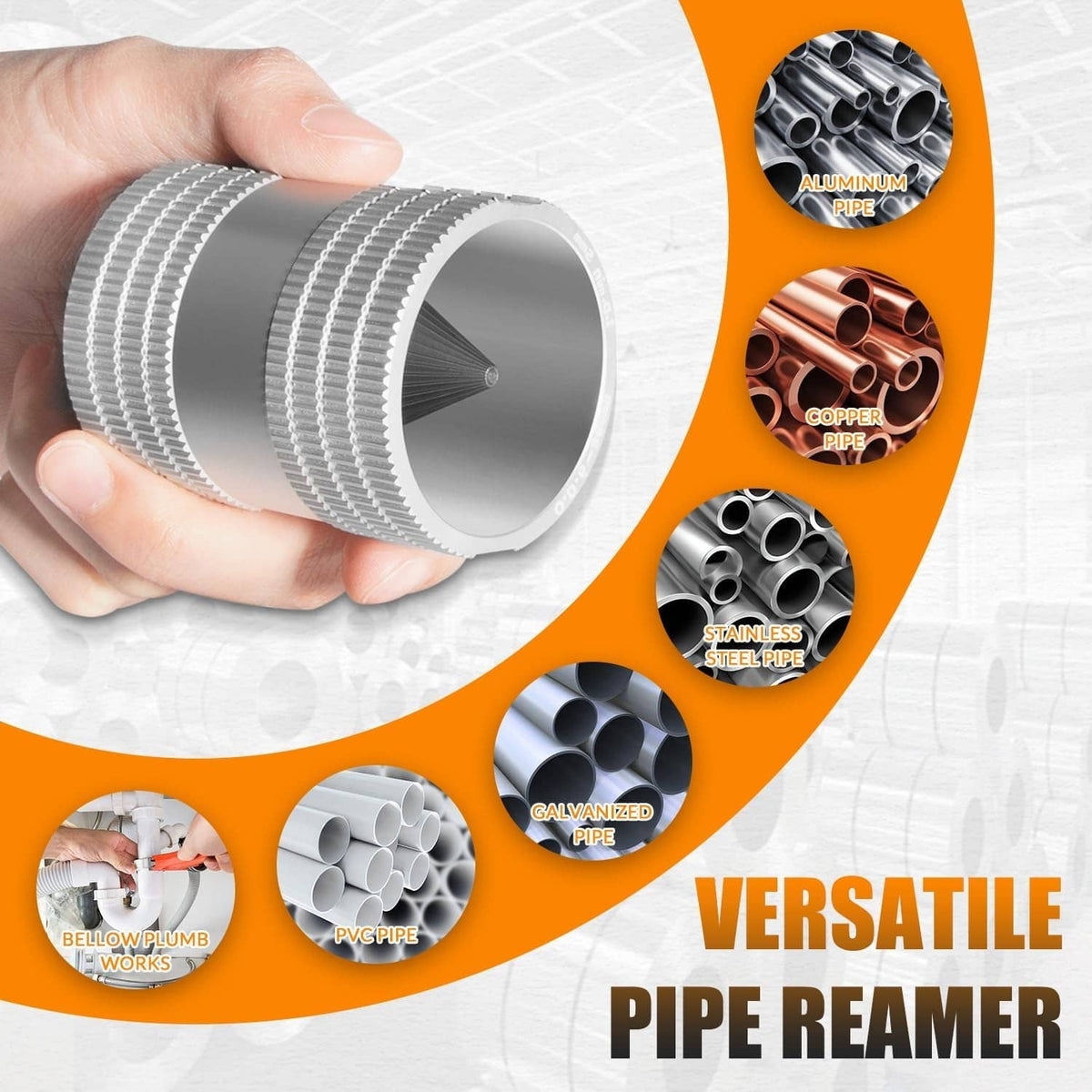 Solid Spare Reaming Tool for Copper,Stainless Steel Tubing,Pipe Reamer Sizes 1/4" to 1-1/4"