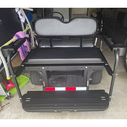 Solidspare Golf Cart Flip Folding Rear Back Seat Kit Black For EZGO Marathon Pre-1994