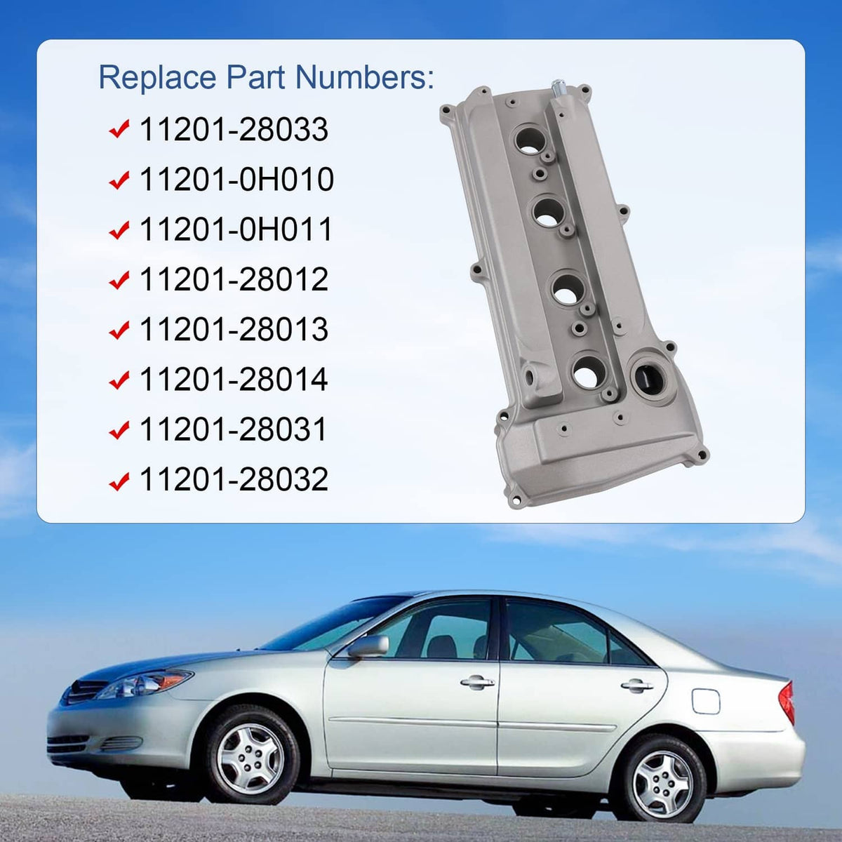 Solidspare 11201-28014 Engine Valve Cover For Toyota Camry Harrier RAV4 2.4L 2AZ 2AZFE E1