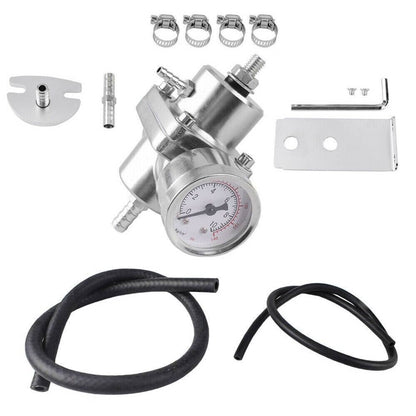 Solidspare New Adjustable Fuel Pressure Regulator Kit w/0-140 Psi Gage & Hose Universal