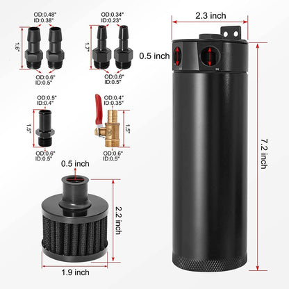 Solidspare 750ML Oil Catch Can Kit Oil Separator Large Baffled Reservoir Tank Universal New