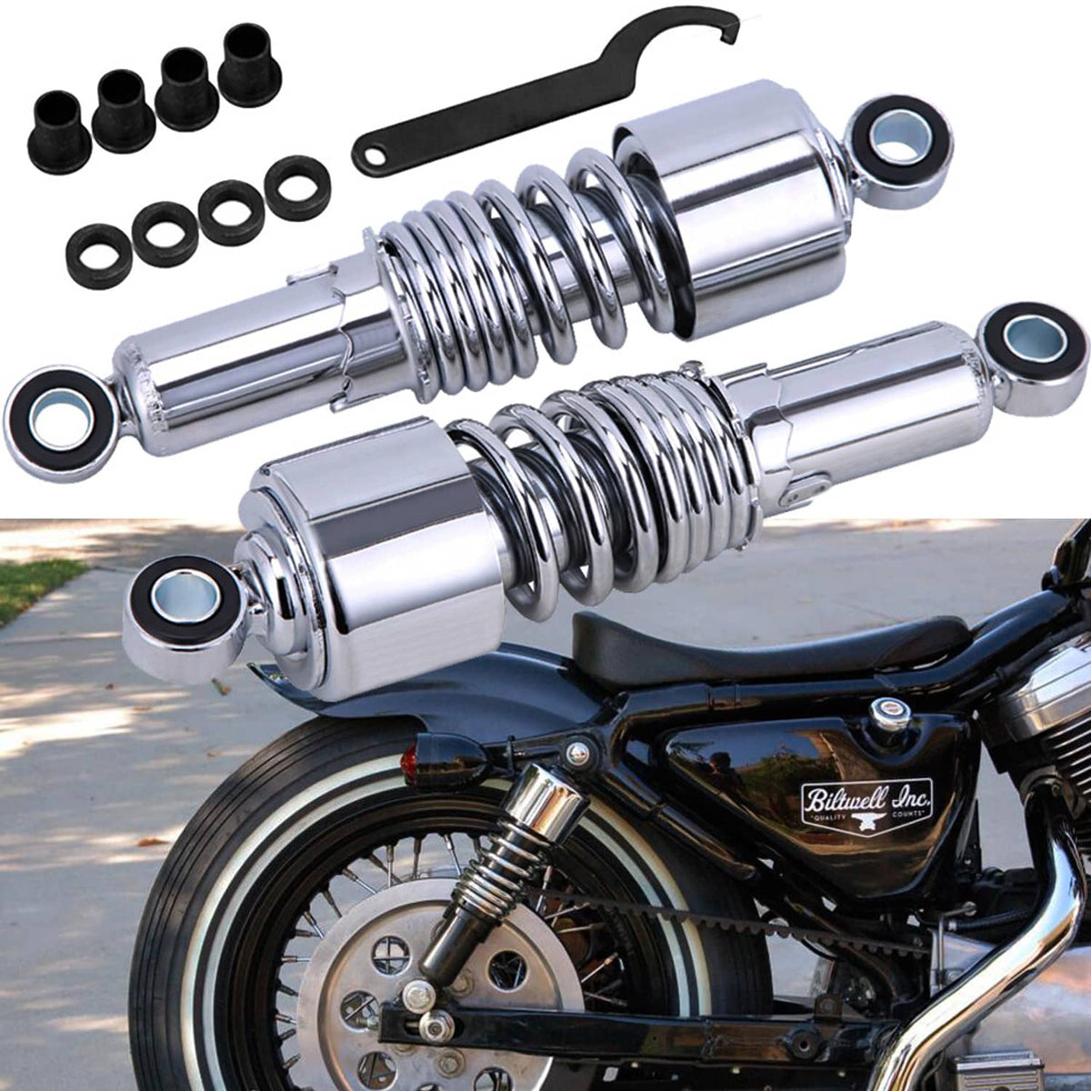 Solidspare Pair 10.5'' Rear Shocks Absorber Fit For Harley Sportster XL 883 1200 Lowering