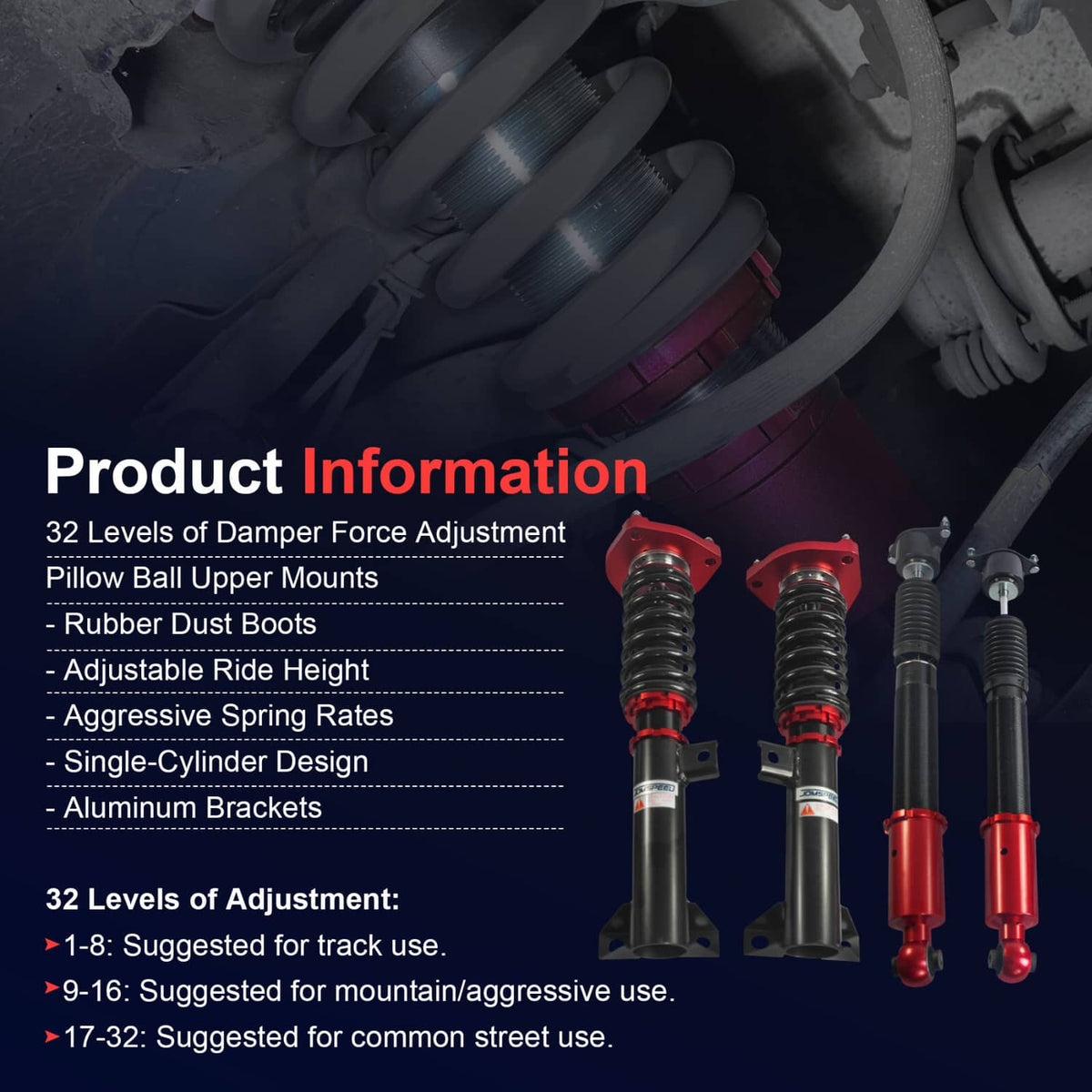 Solidspare 4PC Full Coilovers Suspension For 08-14 Mercedes-Benz C-Class W204 C250 C350 RWD