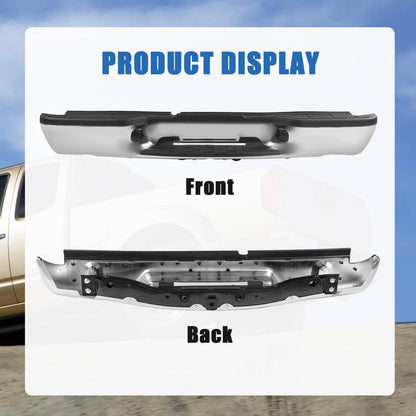 Solidspare Chrome Rear Step Bumper Assembly For 1998-2004 Chevy S10 GMC Sonoma Fleetside