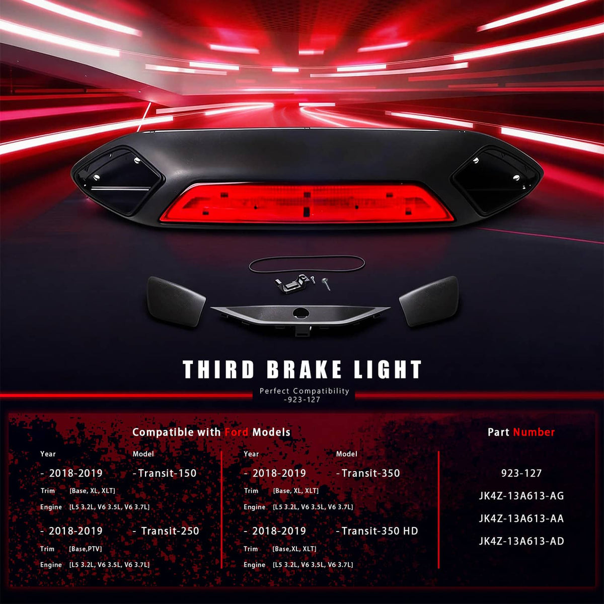 Solidspare New 923-127 3rd Brake Light Stop Lamp For 2018-19 Ford Transit 150 250 350 350HD