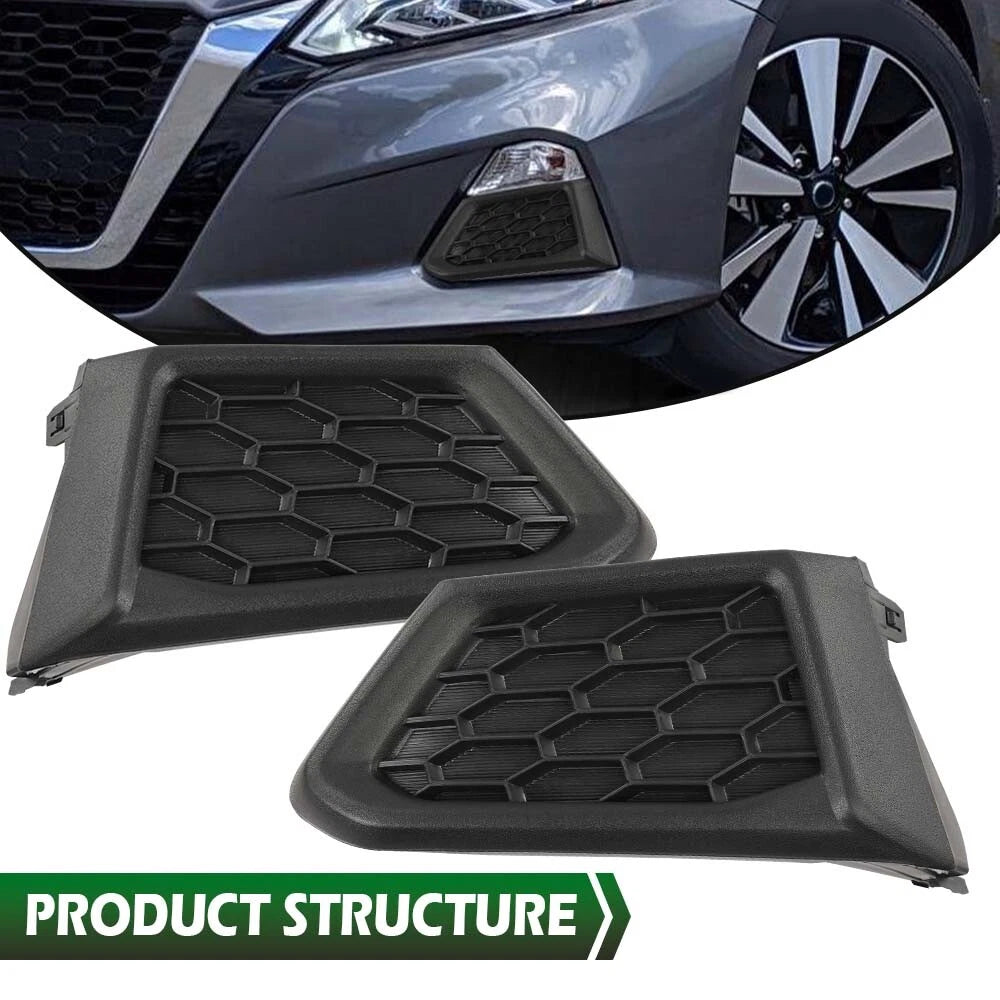 A Pair Front Bumper Lamp Bezel Fog Light Cover Fit For 2019-2021 Nissan Altima