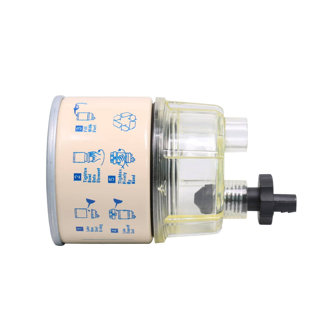Solidspare R12T Fuel Filter Water Separator Spin-on with Water Collection Bowl For Marine