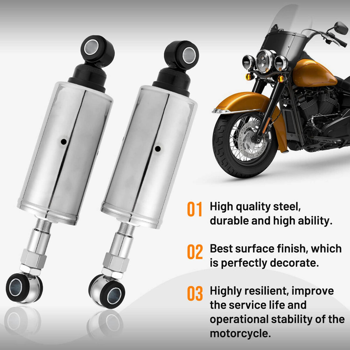 Solidspare 2x 11" Chrome Rear Shocks Suspension For Harley Heritage Softail FLST 1989-1999