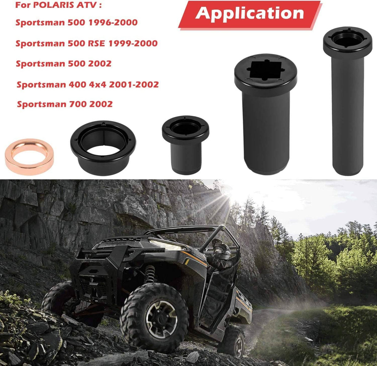 Solid Spare Rear Suspension A-Arm Bushing Kit for Polaris Sportsman 500 RSE 400 4x4 700