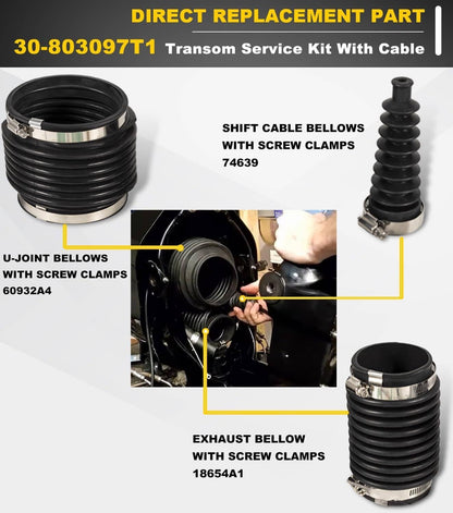 Solid Spare For Quicksilver Mercruiser Alpha One Transom Seal Bellow Kit & Lower Shift Cable