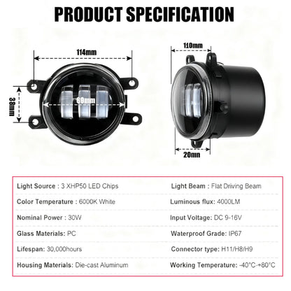2x Black LED Fog Lights Driving Lamp For Toyota Tacoma 2012-2015 DOT Bumper Lamp
