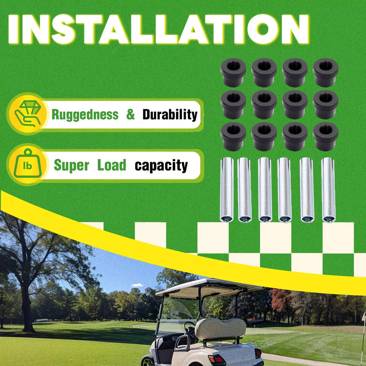 Solidspare For Club Car Precedent Onward Golf Cart Leaf Spring Bushing Set- Full Kit