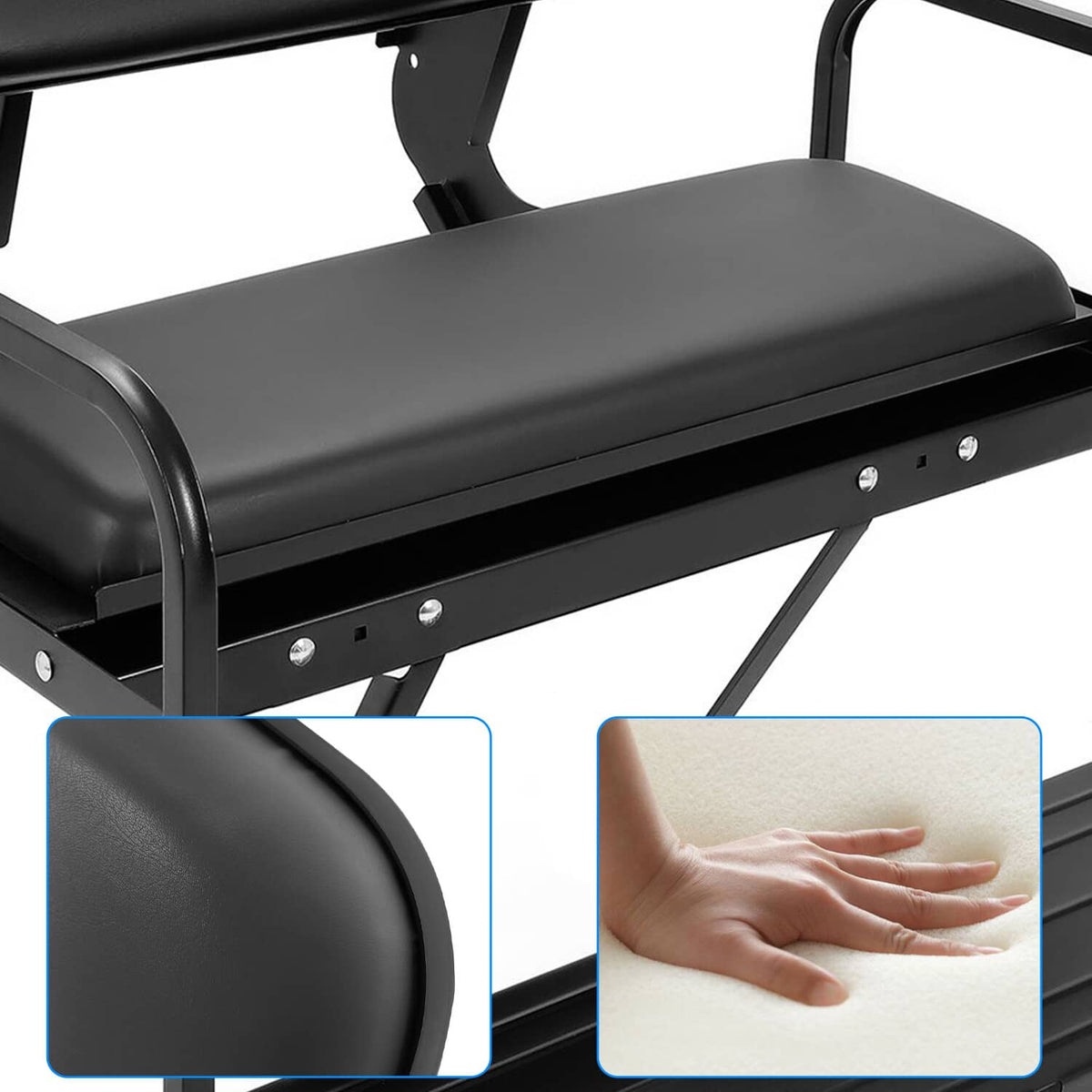 Solidspare For Yamaha G14-G22 Golf Cart Rear Seat Kit For G16 G19 G20 G21 Black Cushion