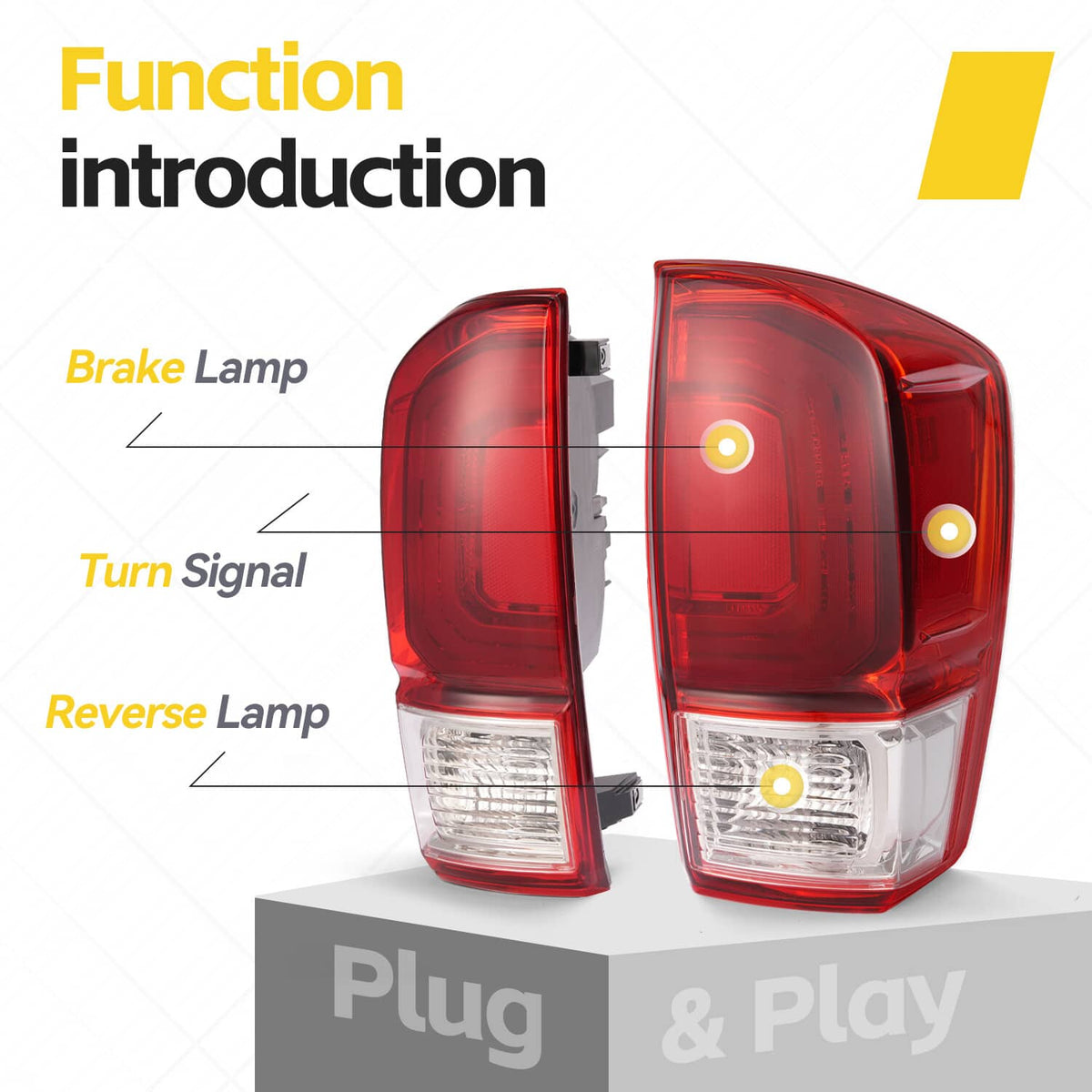 Solid Spare For Toyota Tacoma TRD 2016-2023 Pair Tail Lights Brake Lamp Turn Signal w/Bulb