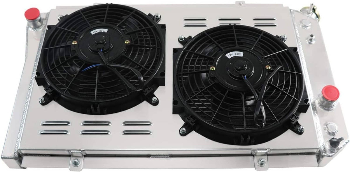 Solidspare For 82-02 Chevy S10 Blazer 84-90 Corvette V8 3 Row Aluminum Radiator+Fan Shroud
