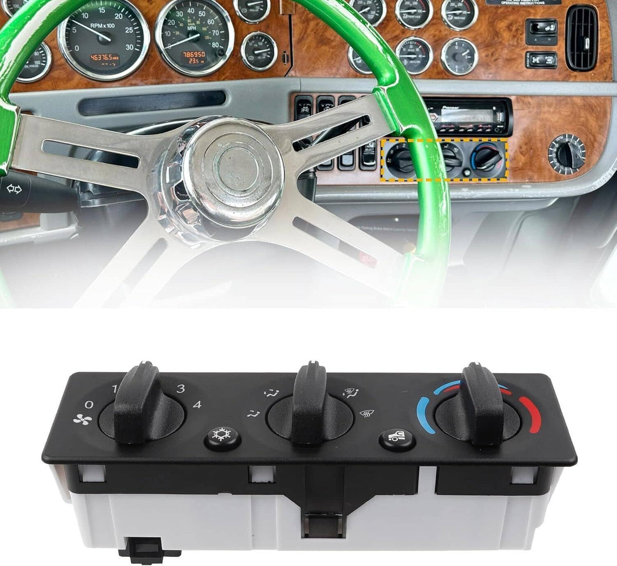 Solidspare Black A/C Climate Control Module Panel Q21-6119 For Peterbilt Truck New