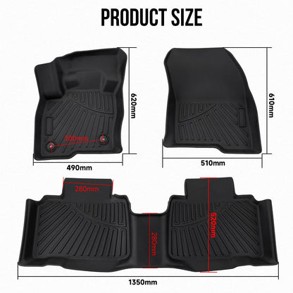 Solidspare Floor Mats for 2015-2024 2022 2023 Ford Edge TPE All Weather 3D Car Floor Liner