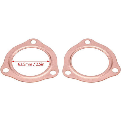 Solidspare 2Pcs 2.5"Universal Copper Header Exhaust Collector Gaskets Flanges 3-Hole 2-1/2"