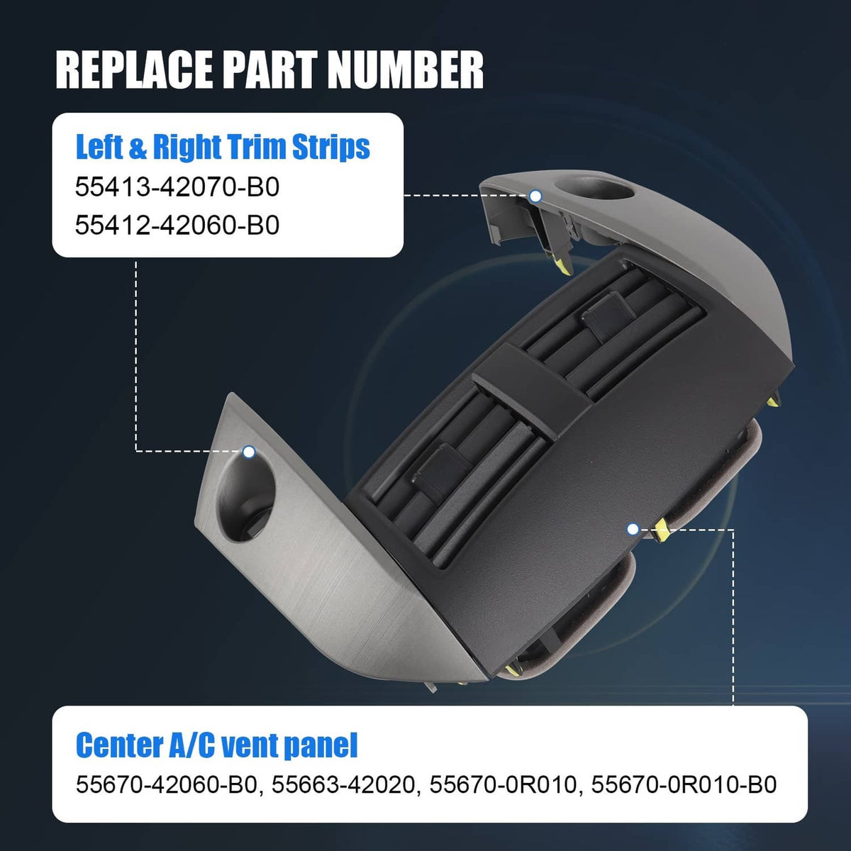 Solidspare 55670-42060-B0 Center Dash A/C Air Vent Trim Cover NEW For 2006-2012 Toyota RAV4