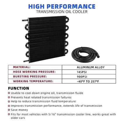 Solidspare 10 Rows Remote Transmission Oil Cooler Radiator Converter Kit Aluminum Universal