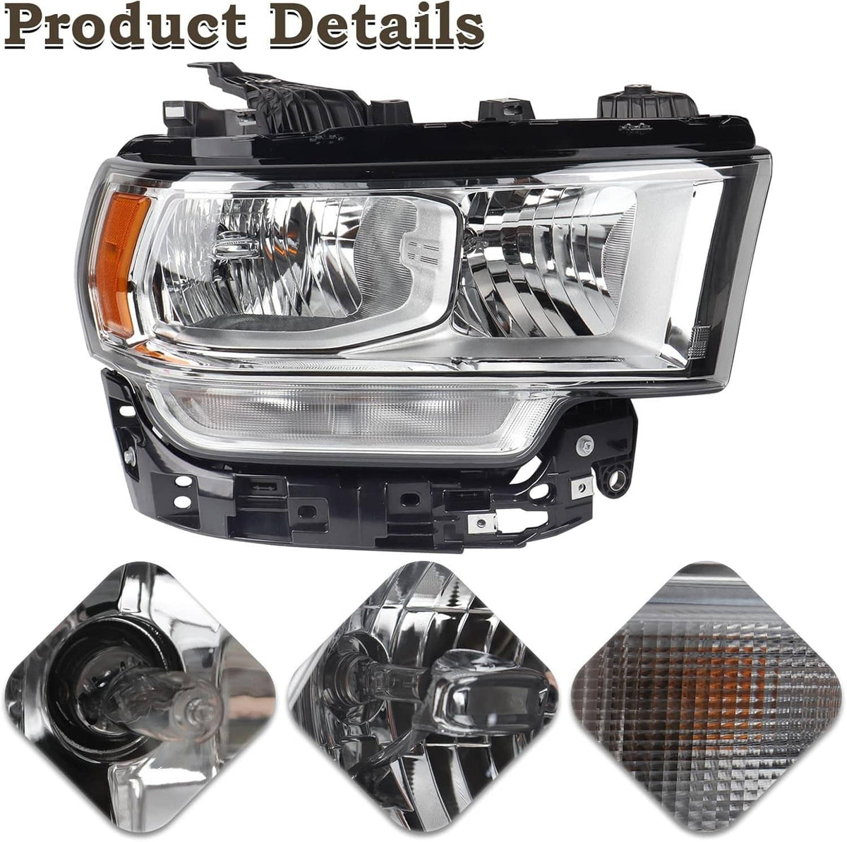 Solidspare For 2019-2024 Ram 2500 3500 Halogen Chrome Headlight Assy Right Passenger Side