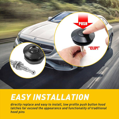 Solidspare 4Pcs Push Button Quick Release Hood Bonnet Pins Lock Clip Car Bumper Latch Kits