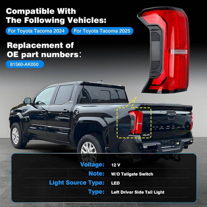 Solidspare New LED Tail Light Brake Lamp Left Driver For 2024 2025 Toyota Tacoma 81560AK050