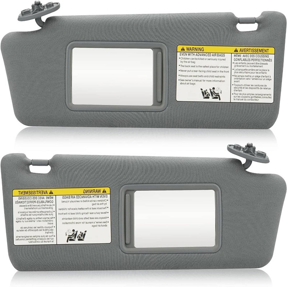 Solidspare 2Pcs Sun Visor LH Driver & RH Passenger Side For 2005-2015 Toyota Tacoma Gray
