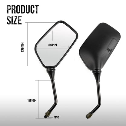 Solidspare Motorcycle Rearview Black Mirrors Pair Fit For Suzuki DR200 DR350 DRZ400 DR650
