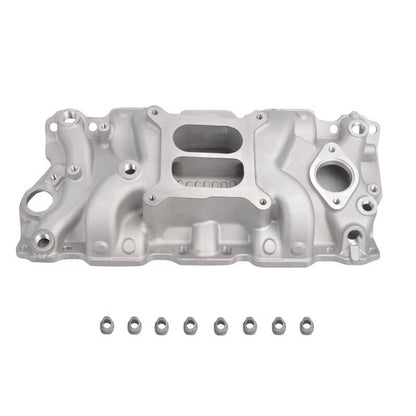 Solidspare Aluminum Dual Plane Intake Manifold 22026 For SBC Chevy 350 Small Block