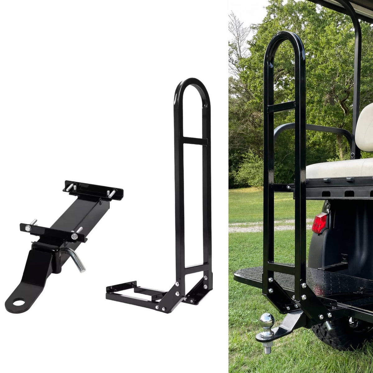Solidspare Golf Cart Rear Seat Safety Grab Bar Back Footrest Trailer Hitch For EZGO Yamaha